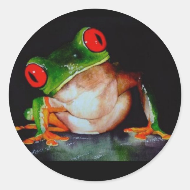 Rot-mit Augen Baumkleber - Original Wasserfarbe Runder Aufkleber (Vorderseite)
