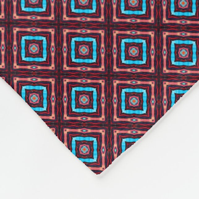 Rot mit blauen Diamanten Fleecedecke (Ecke)