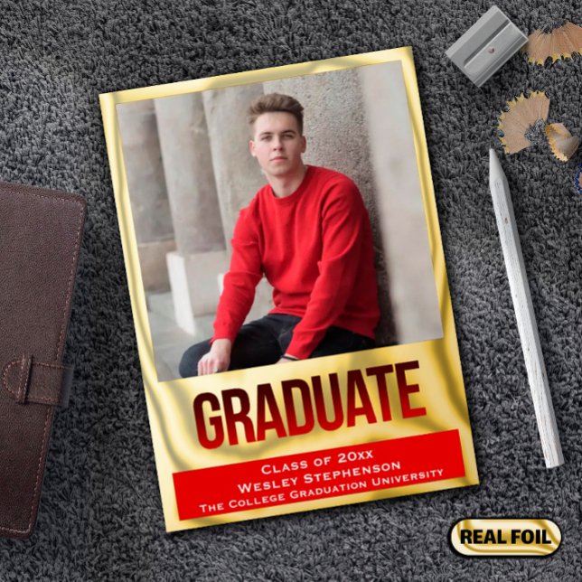 Rot mit Foil Block Letting Foto Abschluss Folieneinladung (Von Creator hochgeladen)