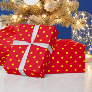 Rot mit gelben Tupfen Geschenkpapier