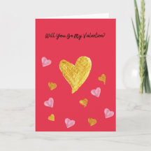 Rot mit Gold & Pink Herzkarte Valentinstag Karte