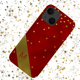 Rot mit Gold Stars Mit Monogramm Case-Mate iPhone Hülle