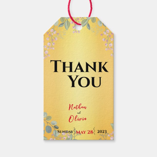 Rot mit Goldhochzeit Geschenkanhänger (Vorderseite)