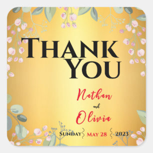 Rot mit Goldhochzeit Quadratischer Aufkleber