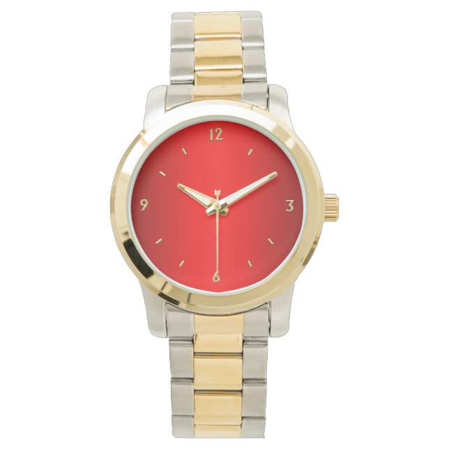 Rot mit Goldnummern Armbanduhr (Vorderseite)