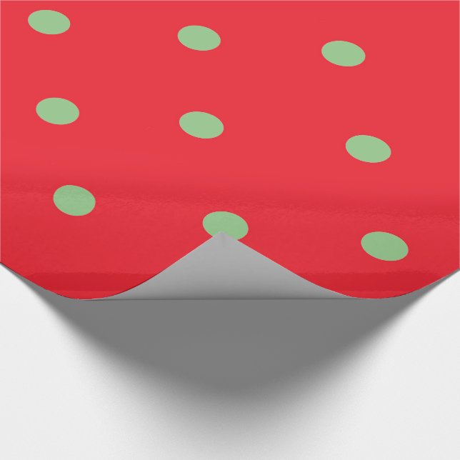 Rot mit Green Polka Dot Modernes Weihnachtsmuster Geschenkpapier (Ecke)