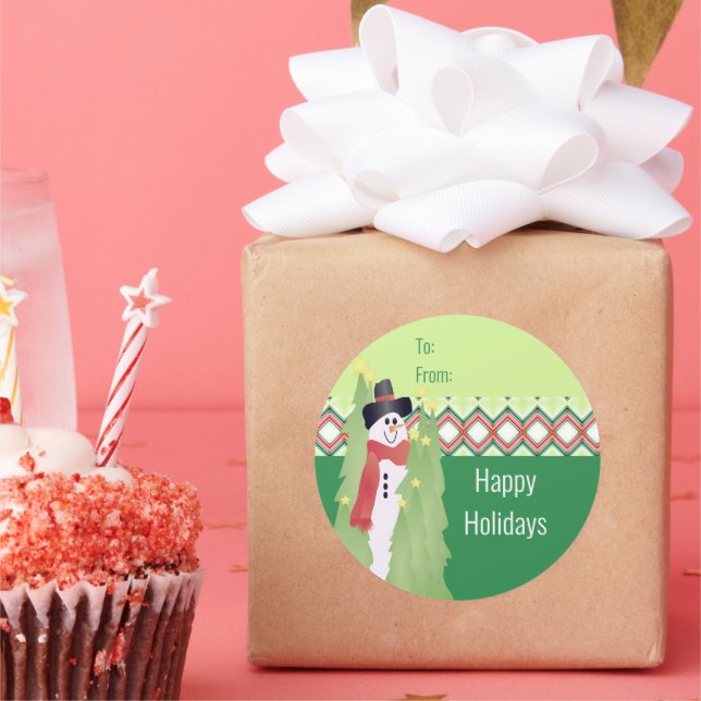 Rot mit Grün Runder Aufkleber (Party)