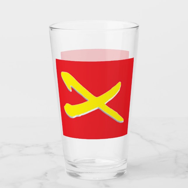 Rot mit hellgelbem Querschnitt Glas (Vorderseite)