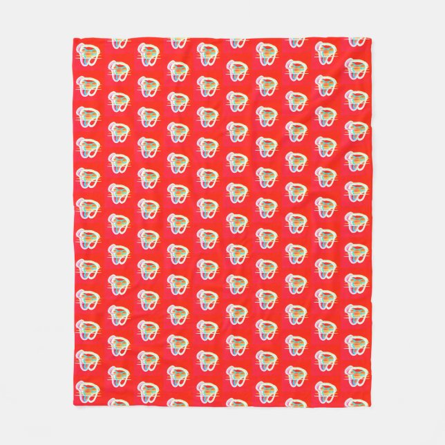 Rot mit kleinen Kunstdesigns Fleecedecke (Vorderseite)
