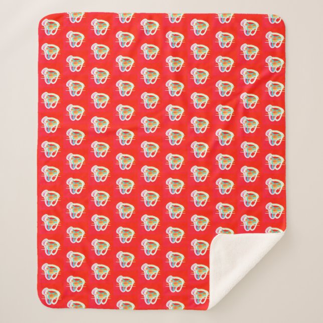 Rot mit kleinen Kunstdesigns Sherpadecke (Vorderseite)