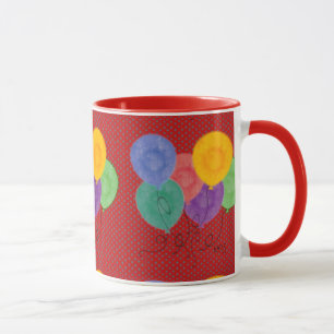 Rot mit mehrfarbigen Party-Balloons Tasse