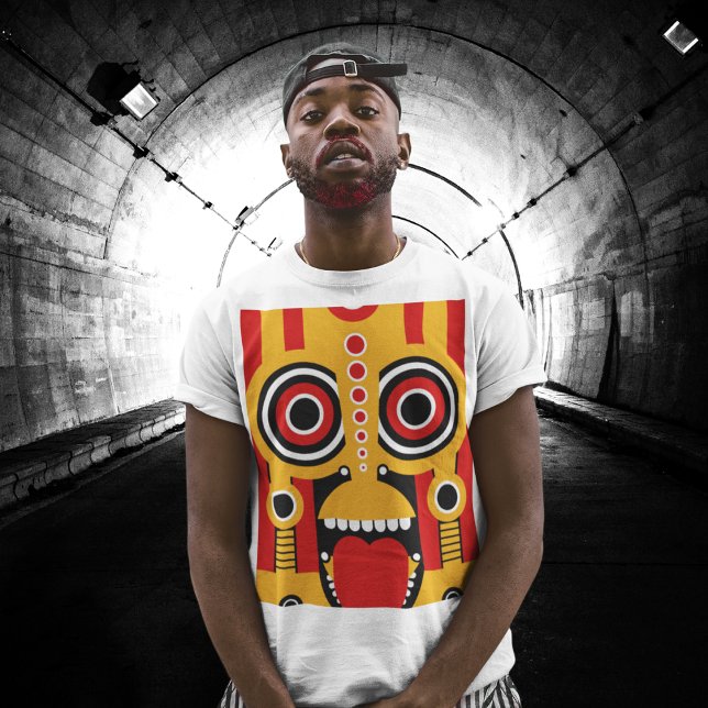 Rot mit Orange Tiki Art T-Shirt (Von Creator hochgeladen)