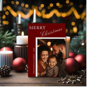 Rot mit Silver Script Family Foto Card Feiertagskarte