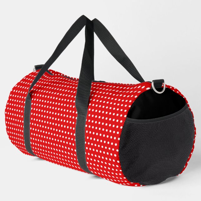 Rot mit stilvollen weißen Punkten Duffle Bag (Rechte Ecke)