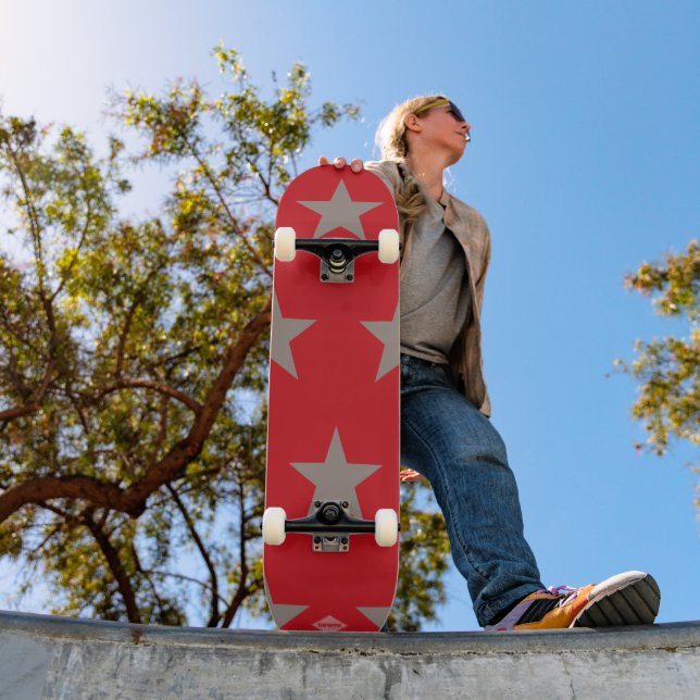 Rot mit Taupe Gray Stars HAMbWG Skateboard (Außen 1)