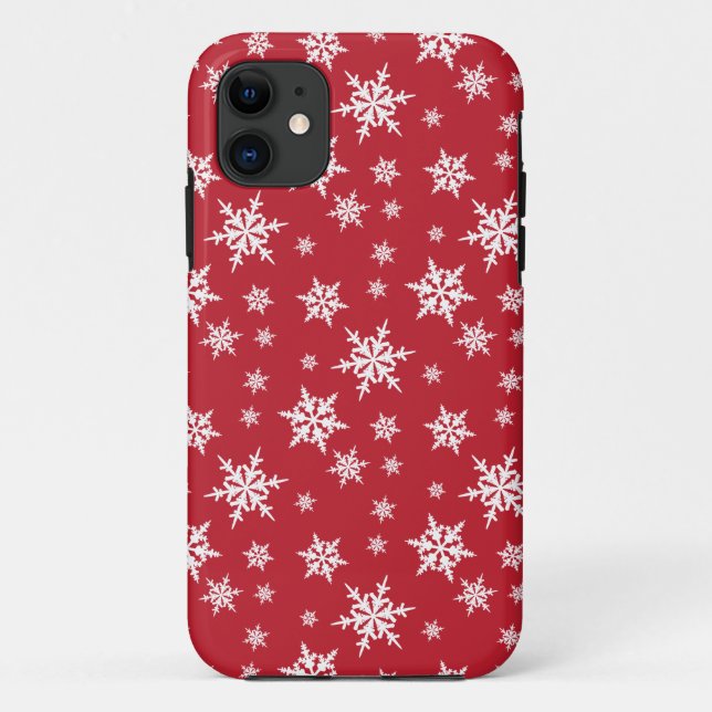 Rot mit weißem Schneeflocken iPhone Kasten Case-Mate iPhone Hülle (Rückseite)