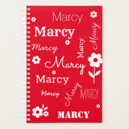 Rot mit weißen Blume, Individuelle Name-Planer Planer