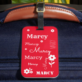 Rot mit weißen Blume, individueller Gepäckanhänger