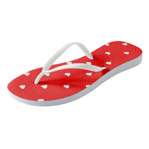 Rot mit weißen Herzen Flip Flops