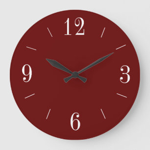 Rot mit weißen römischen Zahlen >simplistisch Große Wanduhr