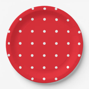Rot mit weißer Polka Dots Papierplatte Pappteller