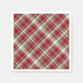 Rot, Mocha und Creme Kariert Serviette