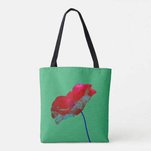 Rot-Mohn-Blume auf Grün (Rückseite)