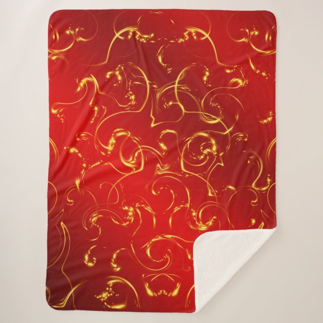 rot, mustergültig, goldgelb, abstrakt, goldgelb, e sherpadecke (Vorderseite)