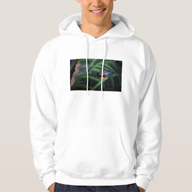 Rot mustert Frosch auf Blatt Hoodie (Vorderseite)