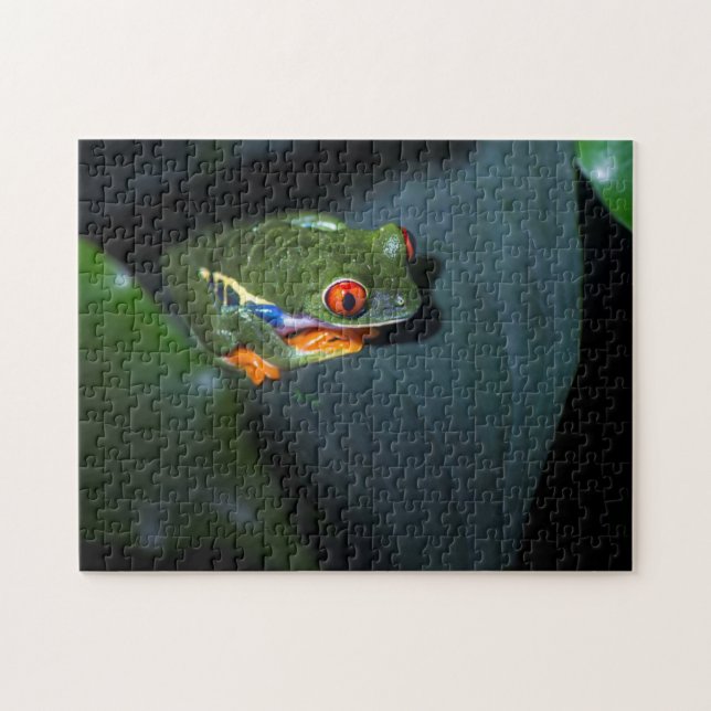 Rot mustert Frosch-Sitzen Puzzle (Horizontal)