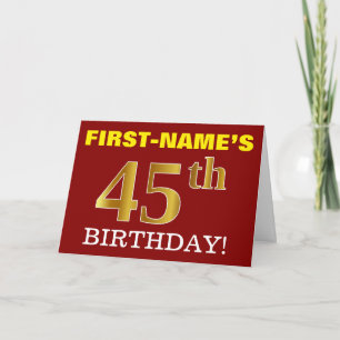 Rot, Nachahmung Gold "45. BIRTHDAY" Geburtstagskar Karte