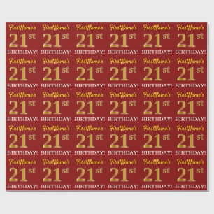 Rot, Nachahmung Gold sehen "21. GEBURTSTAG" aus Geschenkpapier
