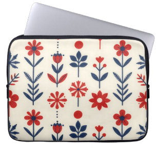 Rot-navalj Volksblumenmuster Laptopschutzhülle