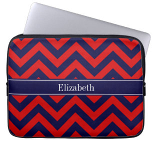 Rot, Navy Blue LG Zickzack Navy Name Monogram Laptopschutzhülle