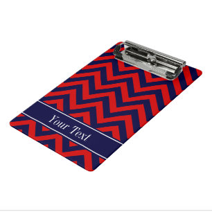 Rot, Navy Blue LG Zickzack Navy Name Monogram Mini Klemmbrett