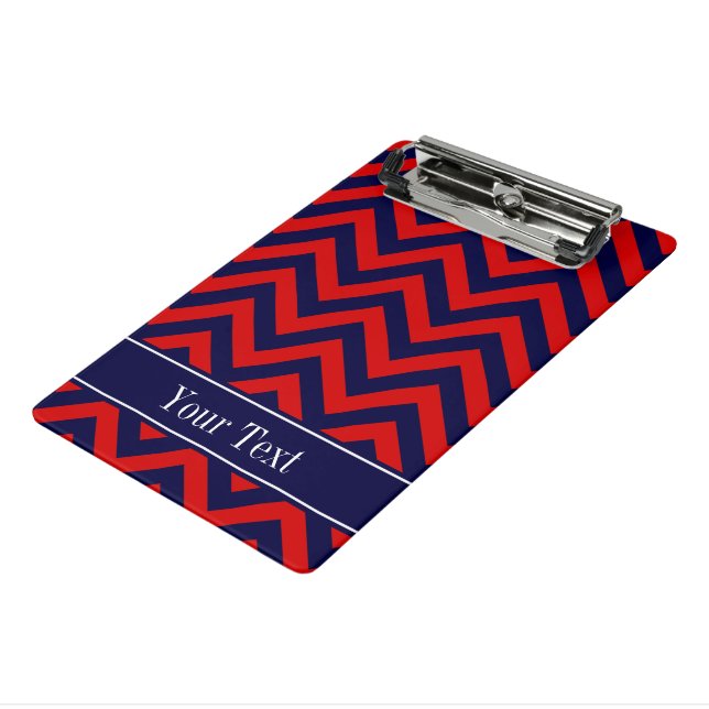 Rot, Navy Blue LG Zickzack Navy Name Monogram Mini Klemmbrett (Gewinkelt3)