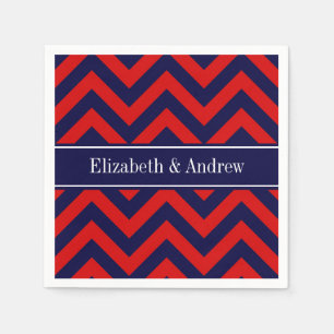 Rot, Navy Blue LG Zickzack Navy Name Monogram Serviette