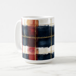 Rot-Navy-Gold-Kariert Kaffeetasse
