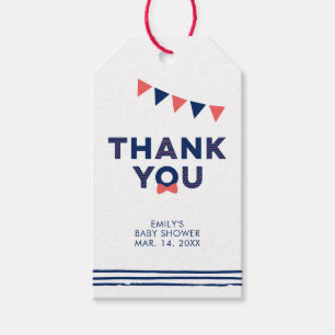 Rot & Navy Moderne Dankeschön-Geschenkverpackung Geschenkanhänger
