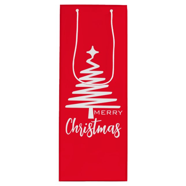Rot Niedlich Frohe Weihnachten Geschenktüte Für Weinflaschen (Vorderseite)