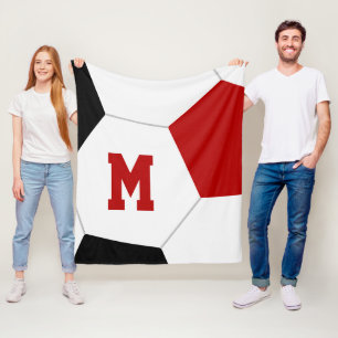 Rot oder JEDE Mannschaftsfarben mit Monogramm Fußb Fleecedecke