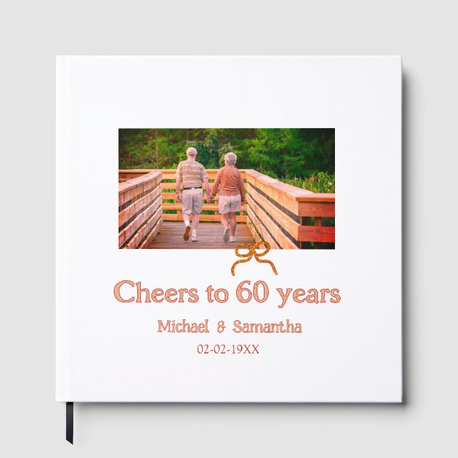 Rot oder Schleife prostet 60 Jahre Hochzeitsjubilä Gästebuch (Vorderseite)