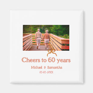 Rot oder Schleife prostet 60 Jahre Hochzeitsjubilä Magnet