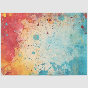 Rot, orange, Aquamarine Aquarellseiten Seidenpapier