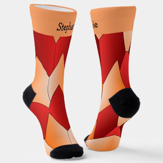 Rot Orange Art Deco Design Socken (Gewinkelt)