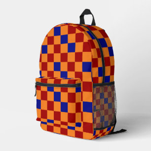 Rot Orange Blau Kariertes Muster Design Bedruckter Rucksack