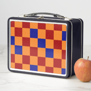 Rot Orange Blau Kariertes Musterdesign Metall Brotdose