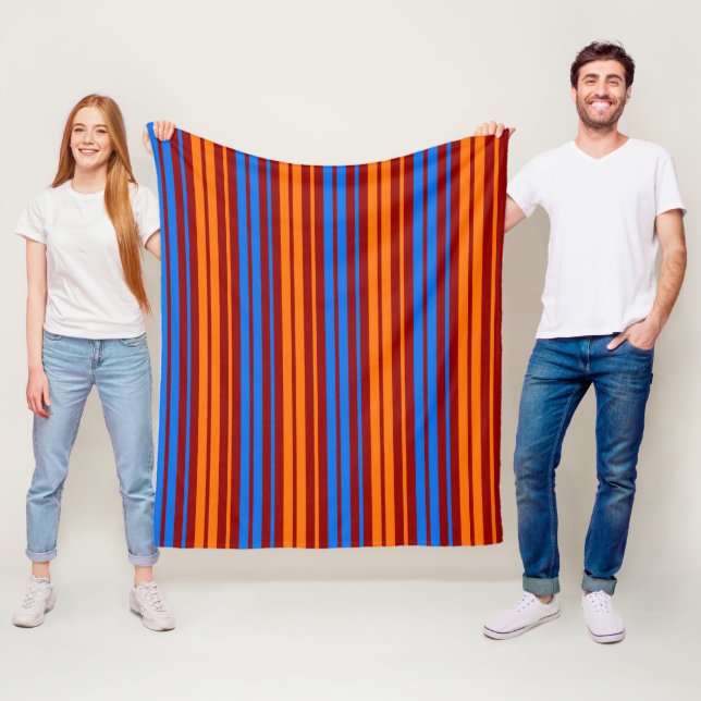 Rot Orange Blau Vertikale Streifen Design   Fleecedecke (Beispiel)