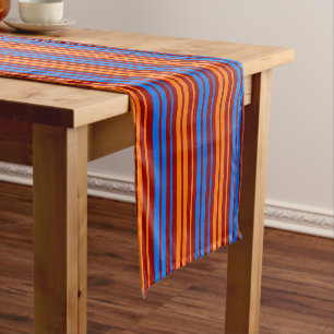 Rot Orange Blau Vertikale Streifen Design Kurzer Tischläufer