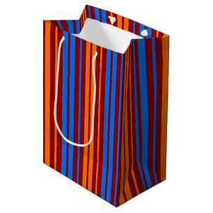 Rot Orange Blau Vertikale Streifen Design Mittlere Geschenktüte